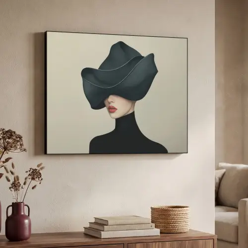 Vrouw - Groen - Hoed Textielframe zwart klein -sfeer3