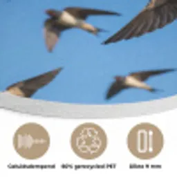 Zwaluwen - Vliegen - Blauw Akoestische PET Vilt - Rond klein -closeup_NL