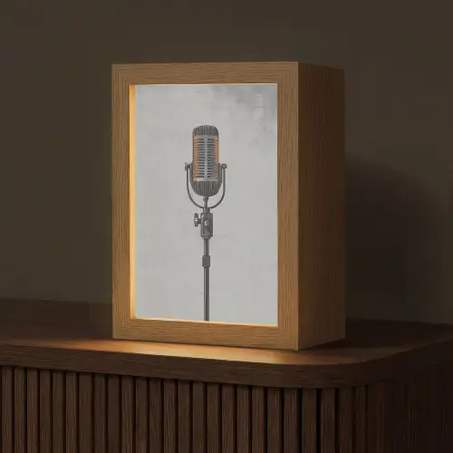 Microfoon - Vintage - Illustratie - Grijs Light Box met kabel (Tafellamp) klein -z3d_website
