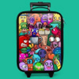 Monsters, bloemen en ijsje patroon Kinderkoffer - Zwart klein -zzz_website3d_nbs