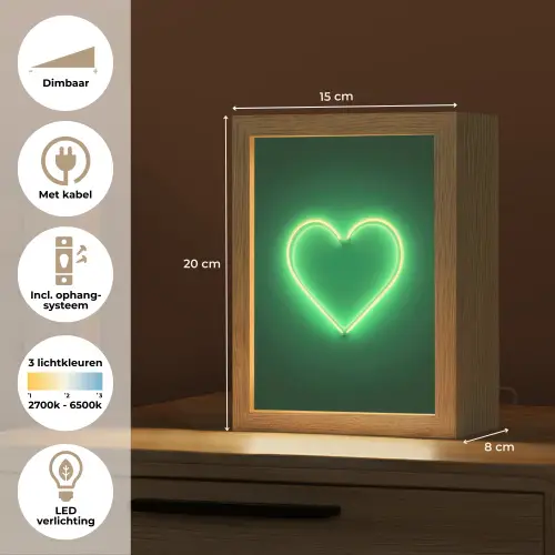 Neon - Groen - Licht Light Box met kabel (Tafellamp) klein -USP_NL