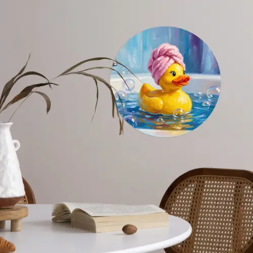 Creatief - Badeend - Kleurrijk Wandcirkel behangsticker klein -sfeer3