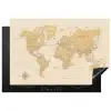 Wereldkaart - Realistisch - Beige Inductie beschermer vinyl 3mm klein -3d