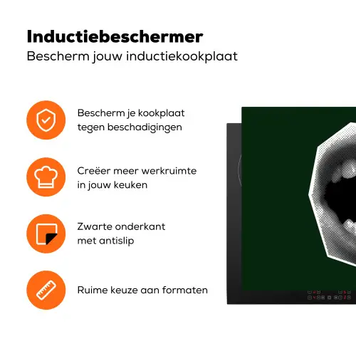 Mond - Groen - Illustratie - BLAH BLAH Inductie beschermer vinyl 3mm klein -zzzzzzz-td-ups