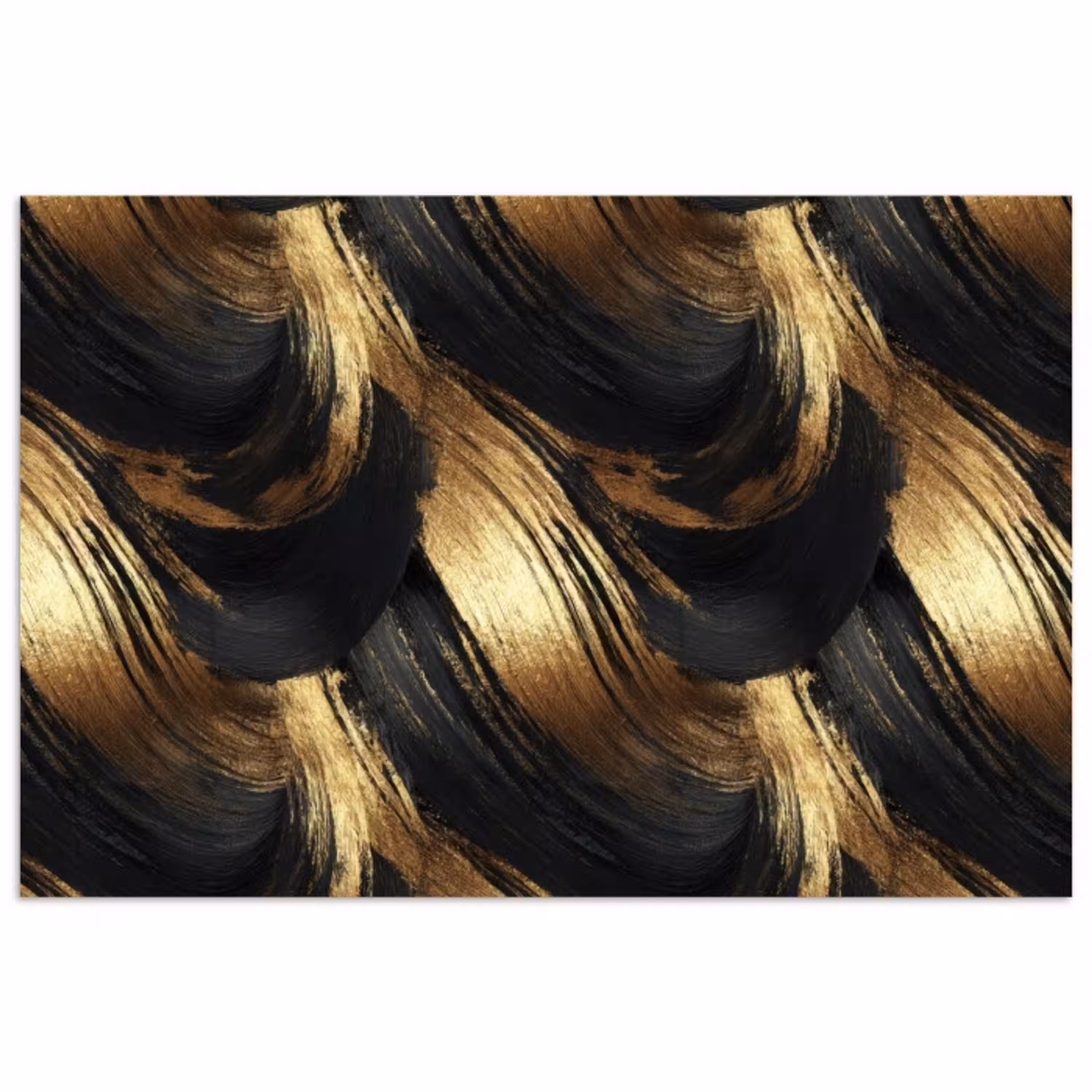 Verfstreken - Abstract - Goud - Zwart poster papier klein 62 -3d