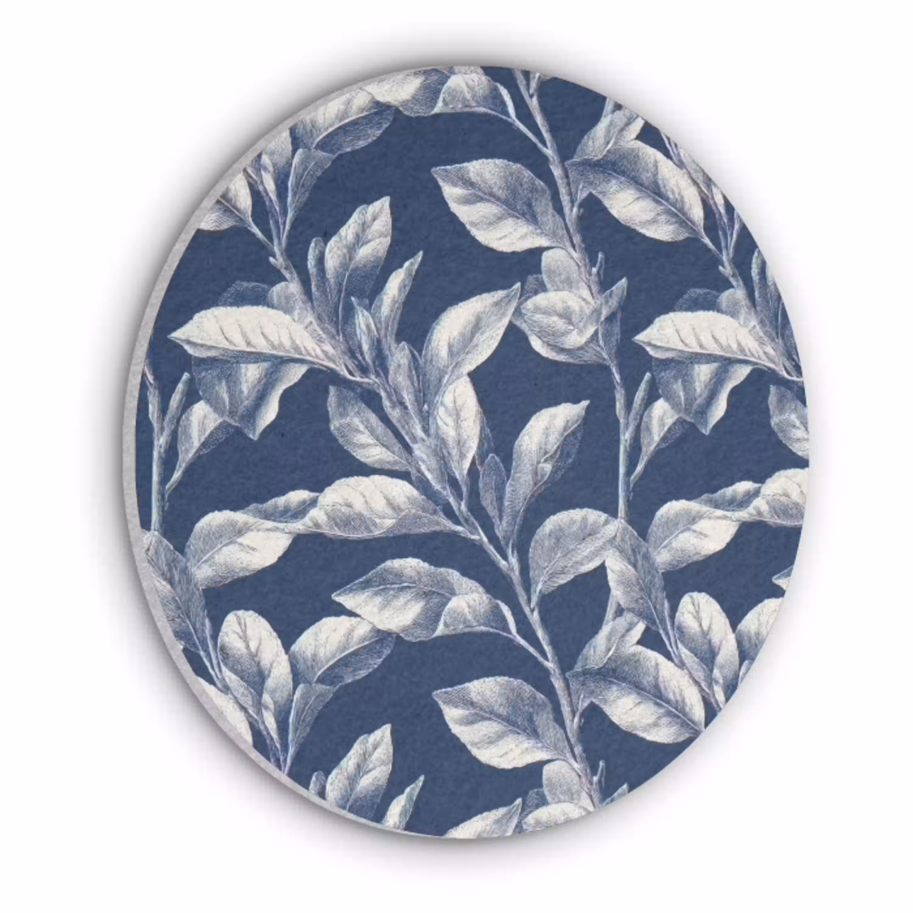 Botanisch - Patroon - Blauw Akoestische PET Vilt - Rond klein 838 -3d