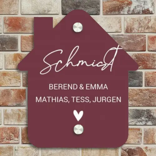 Bordeauxrood - Sierlijk Naambord Huisje klein -sfeer6