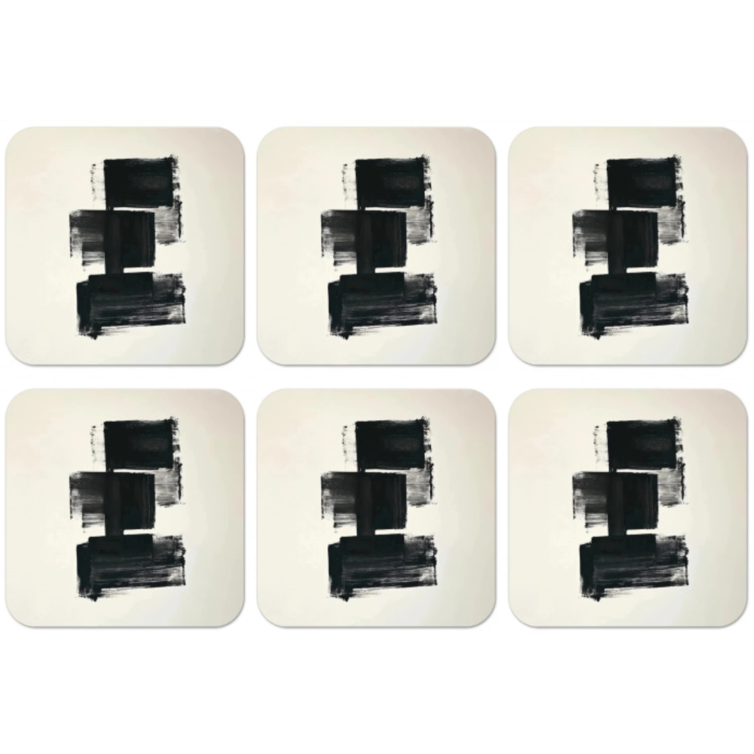 Rechthoeken - Penseelstreken - Abstract - Zwart onderzetter kurk middel -zkaufland3dotto