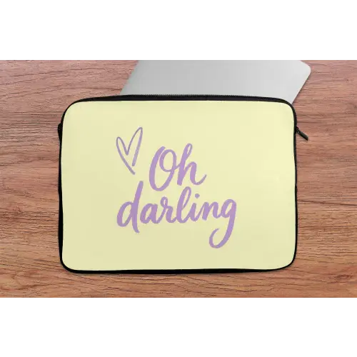 Oh darling - Geel - Hart laptophoes neopreen klein -tafel