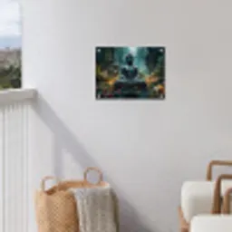 Boeddha in een mystieke tuin tuinposter los doek klein -sfeer8