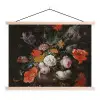Stilleven met bloemen en een horloge - Schilderij van Abraham Mignon textielposter latten blank klein -3d