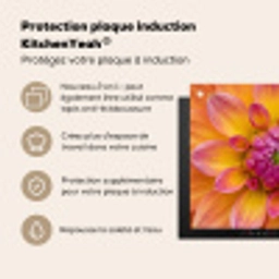 Dahlia - Bloem - Oranje Inductie beschermer vinyl 3mm middel -zzzzzzusp-haakje_FR
