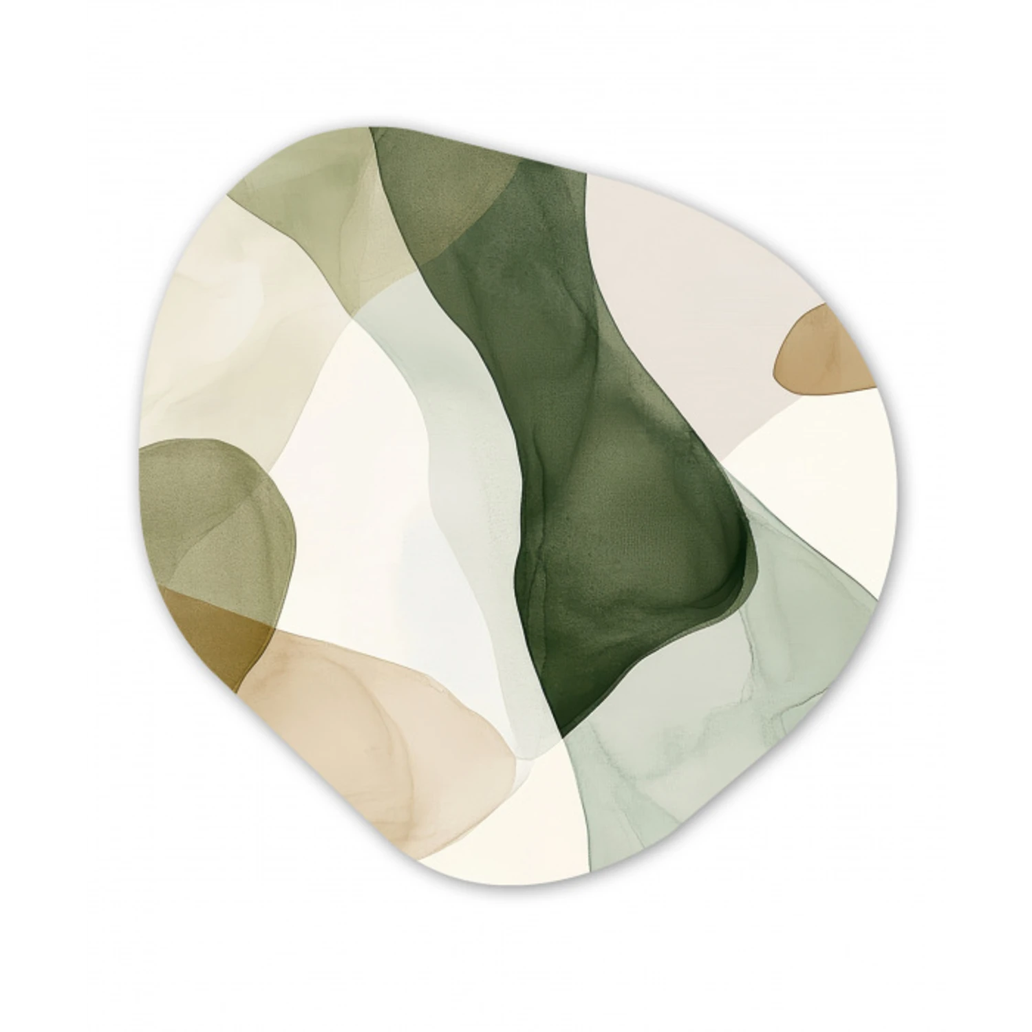 Japandi - Abstract - Groen Wandcirkel Organisch Forex 3mm klein -3d