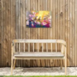 Vogels - Bloemen - Roze Tuinposter op houten frame 2 cm dik klein -sfeer4