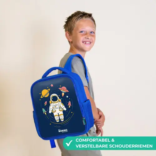 Astronaut - Planeet - Sterren - Raket Kinderrugzak - Blauw middel -sfeer3_NL