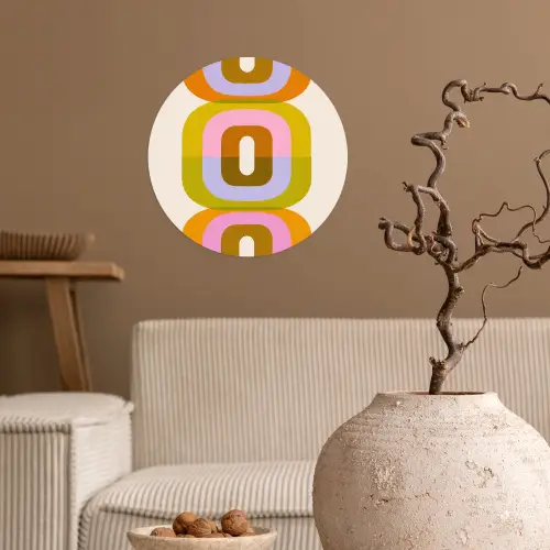 Stapel - Vormen - Geblokt - Oranje Wandcirkel behangsticker klein -sfeer1