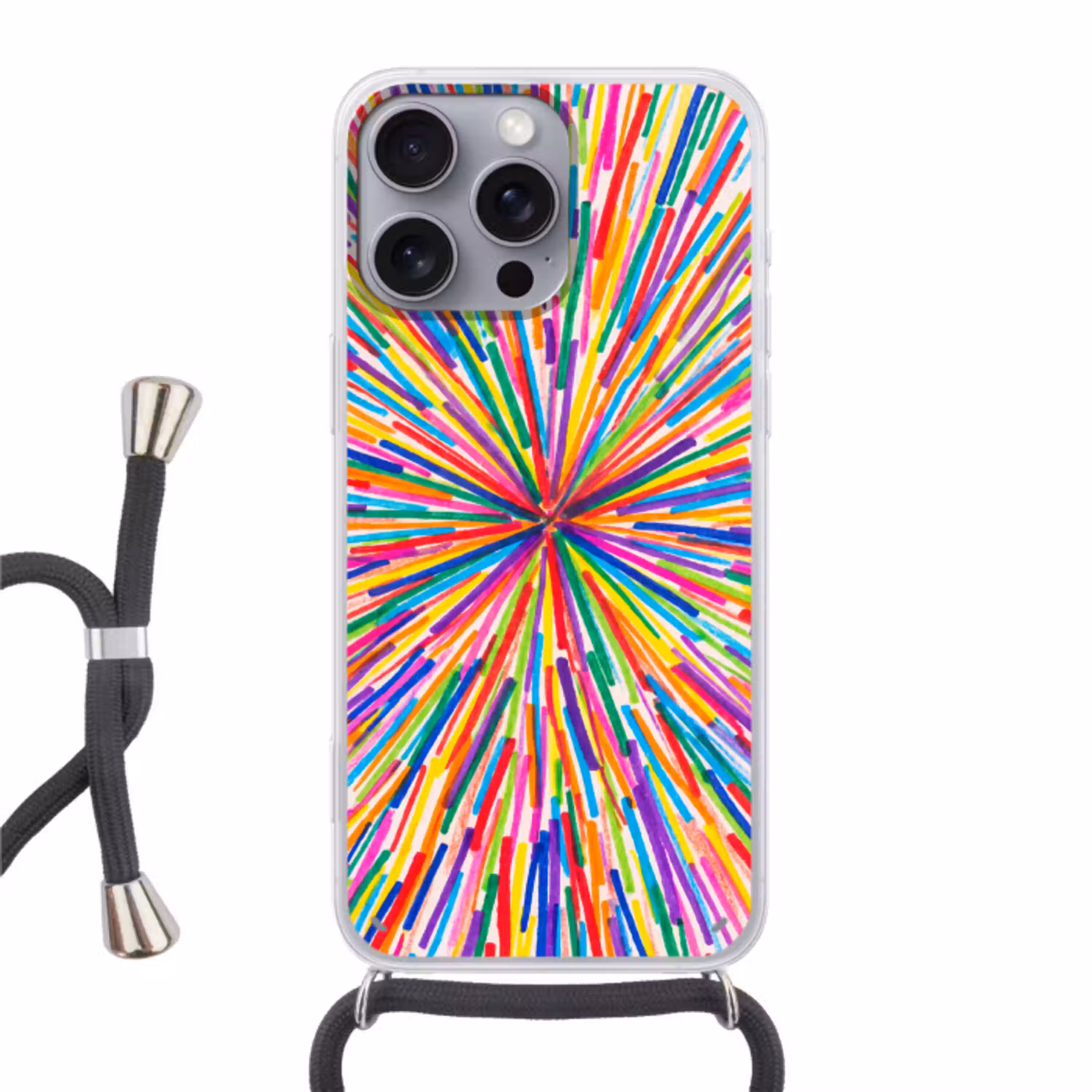 Lijnen - Kleurrijk - Abstract Hoesje iPhone 16 Pro Max met koord klein -3d