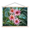 Bloemen - Roze - Glasmozaïek textielposter latten blank klein -3d