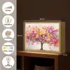 Aquarel - Boom - Kunst - Abstract Light Box met batterij (Wandlamp) middel -USP_websiteoverzichtNL