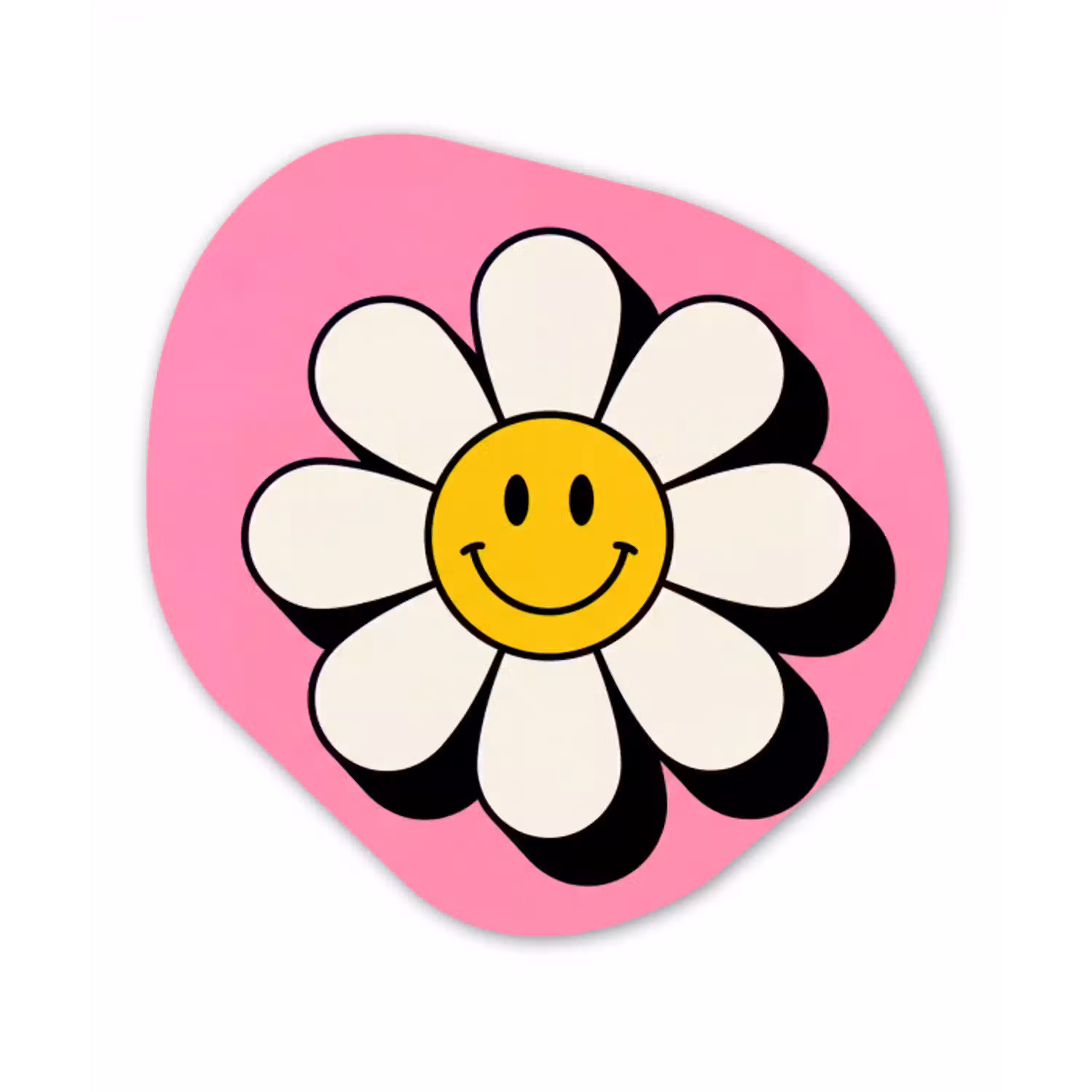 Smiley - Bloem - Roze Wandcirkel Organisch Forex 3mm klein -3d