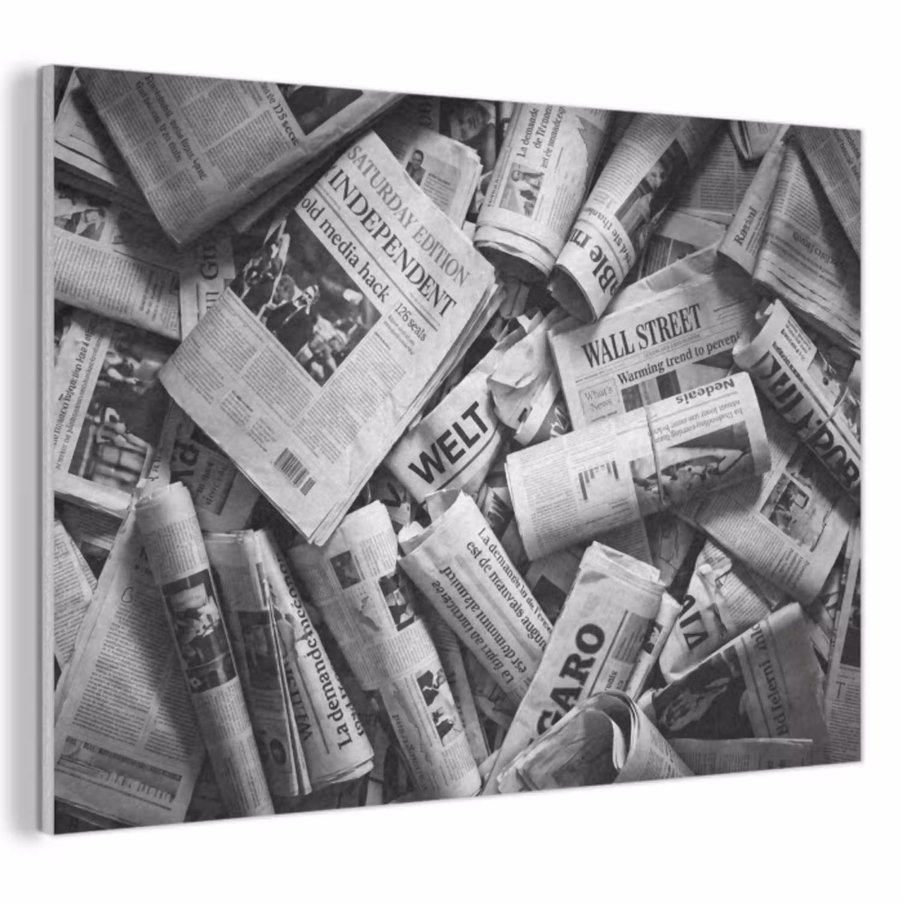 Krant - Stapel - Nieuws - Zwart-wit PET vilt klein -3d