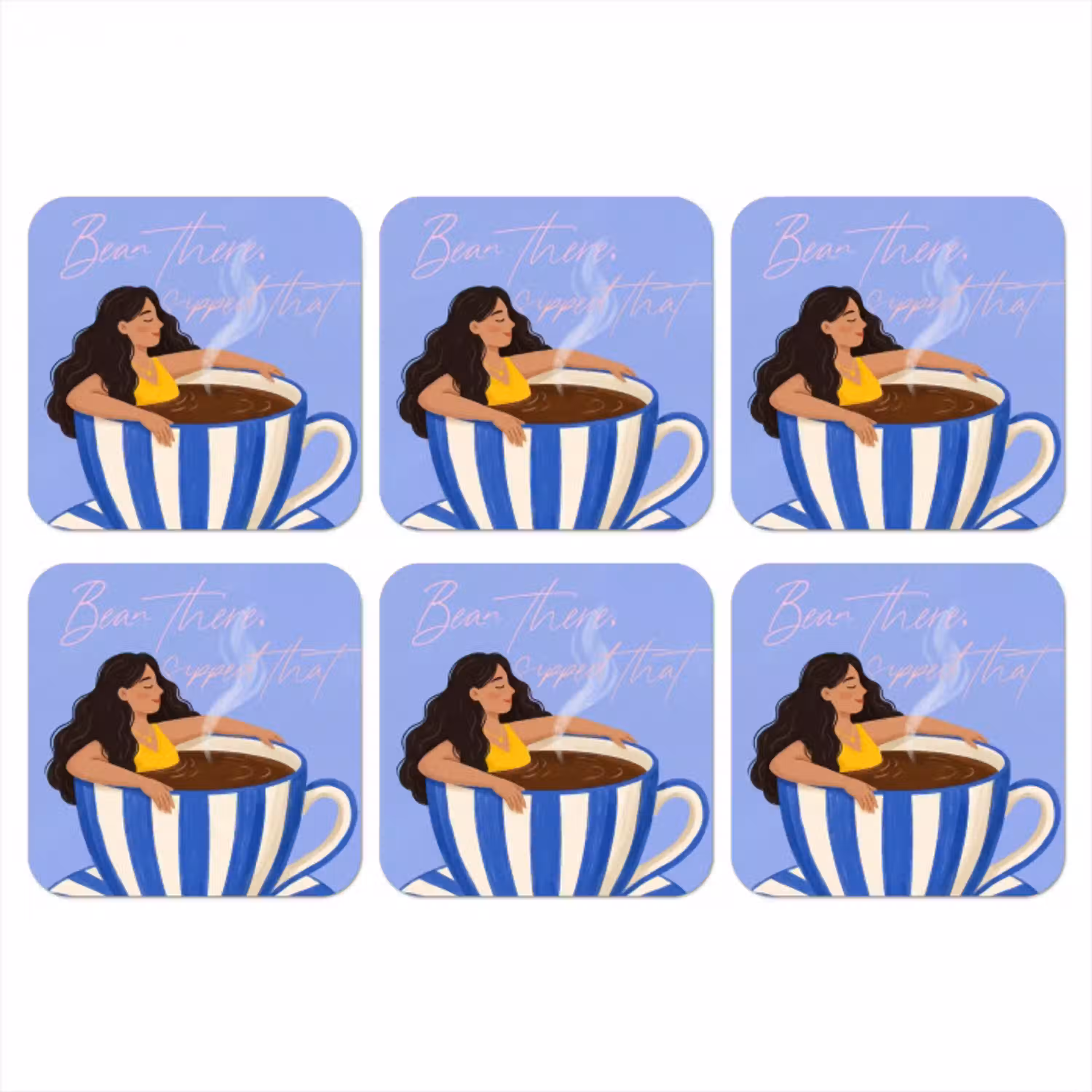 Mok - Koffie - Vrouw - Paars onderzetter kurk middel -3d