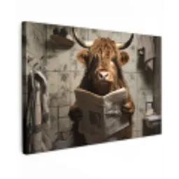 Schotse hooglander - Toilet - Krant - Badkamer canvas 2cm klein -z3d