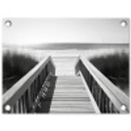 Loopbrug - Hout - Strand - Zee tuinposter los doek klein -3d