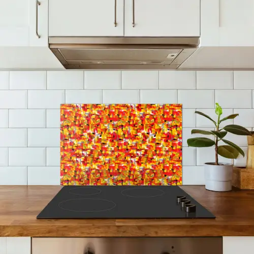Abstract - Verf - Rood keuken achterwand spatscherm klein 900 -sfeer2