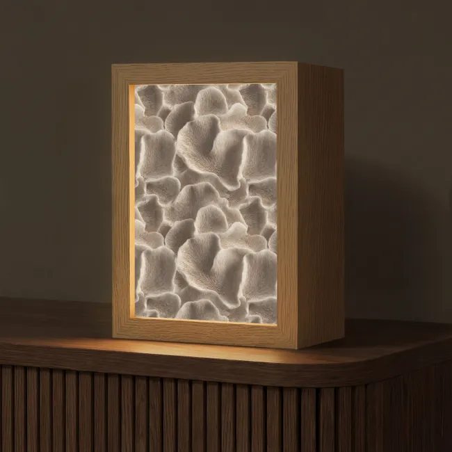 Table Lamp - Fan shape - Beige - Fiber texture