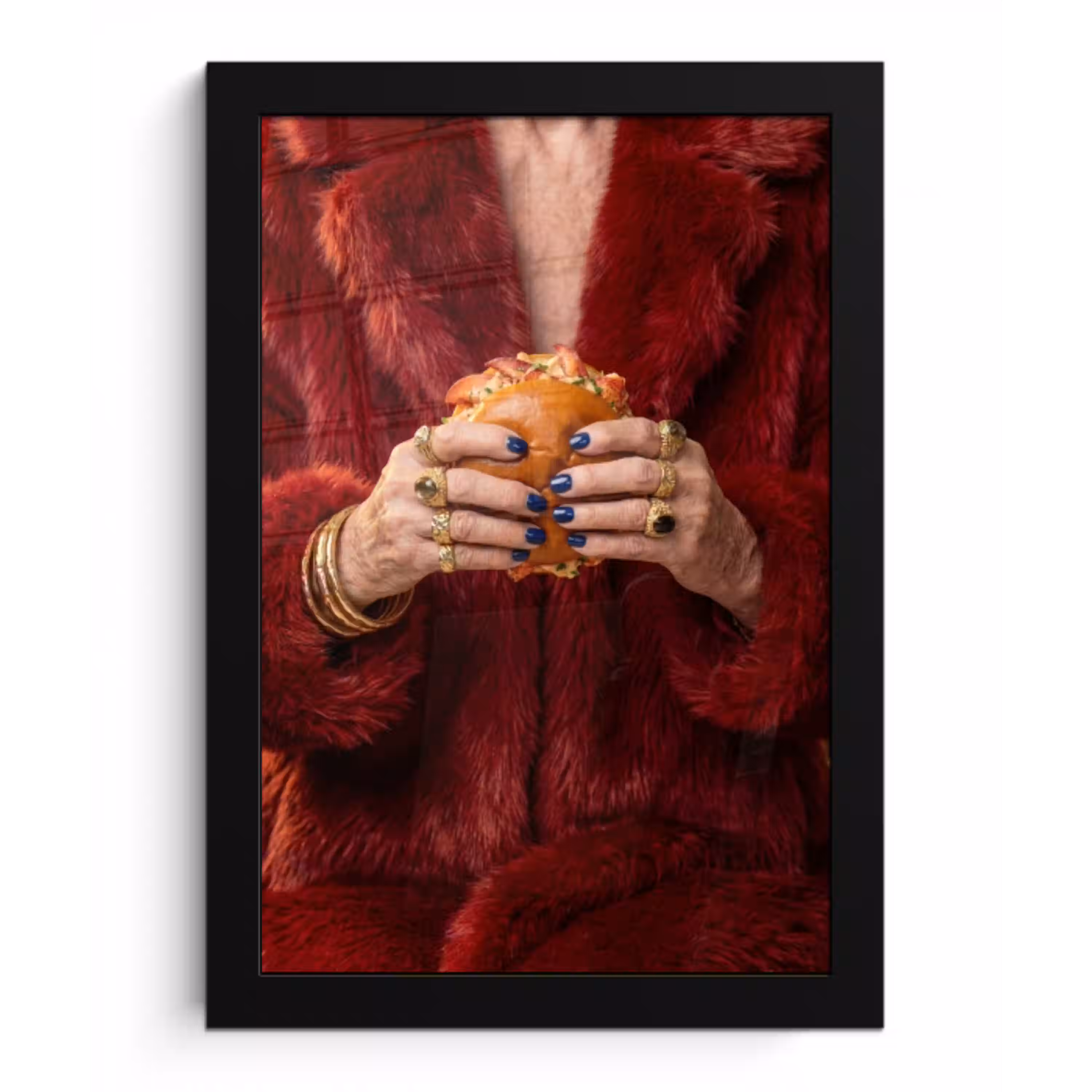 Broodje - Bontjas - Goud fotolijst zwart zonder passe partout klein -3d