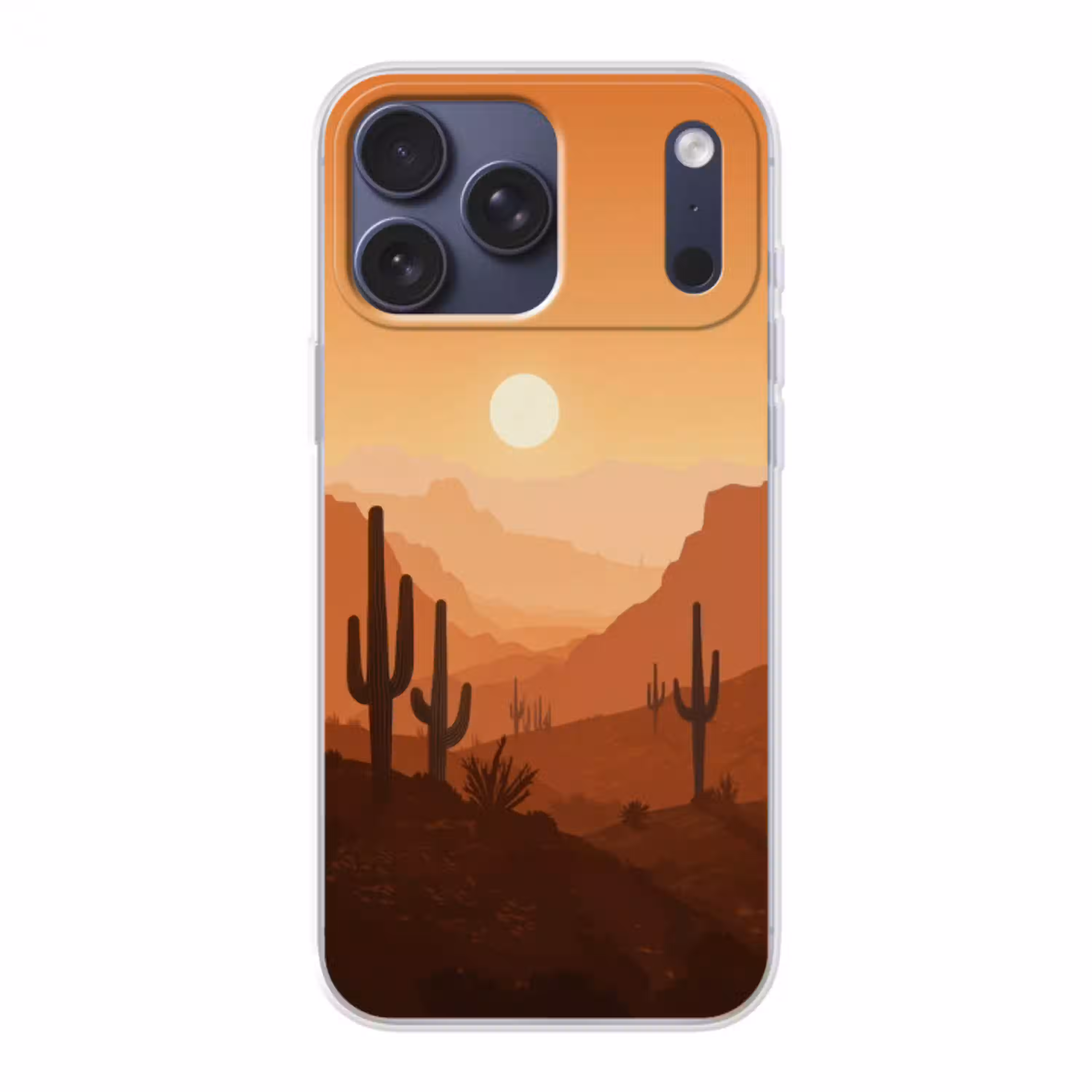 Landschap - Woestijn - Cactussen - Zon Telefoonhoesje iPhone 17 Pro Max klein -3d