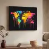 Wereldkaart - Verf - Kleurrijk - Graffiti - Wereld Textielframe zwart klein -sfeer3