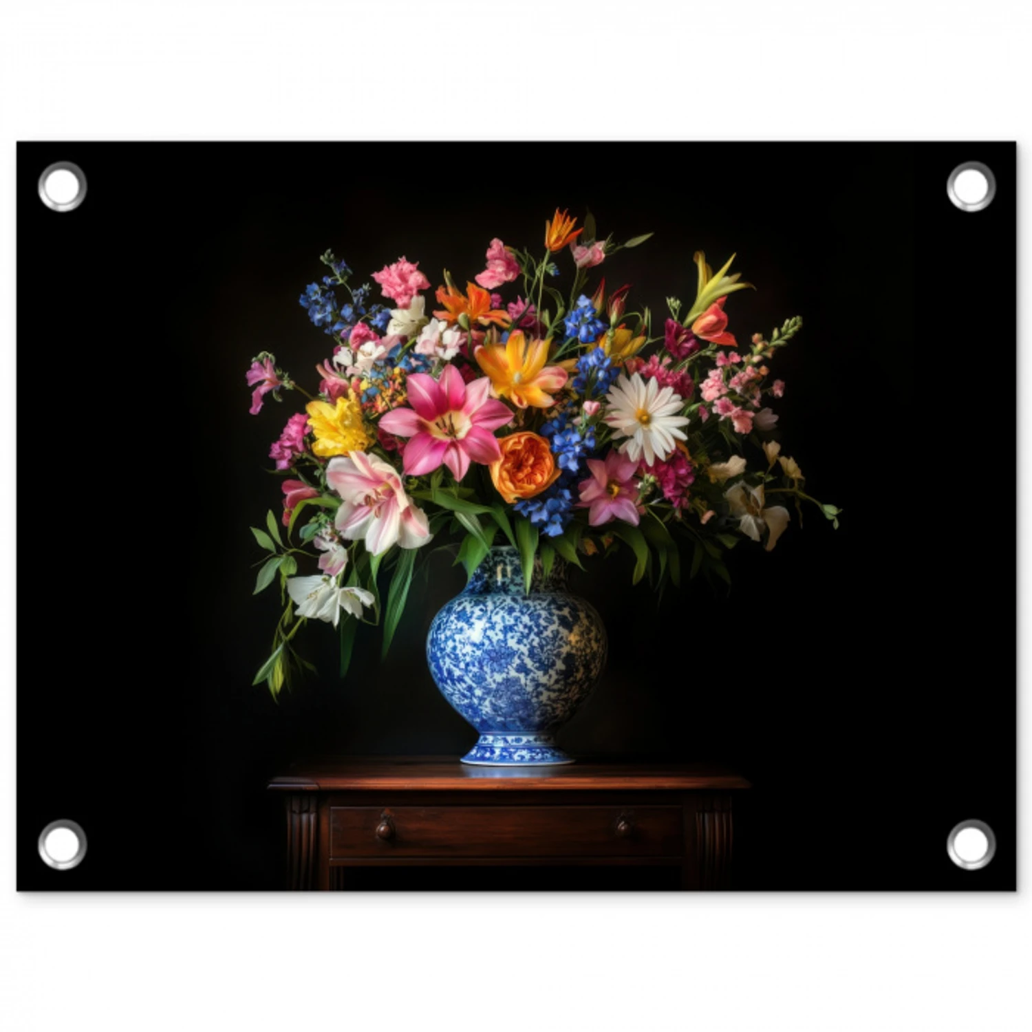 Kleur - Vaas - Bloemen - Boeket tuinposter los doek klein -3d