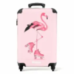 Roze rollerflamingo NBS - Handbagage koffer - Unisex middel -productfoto_recht