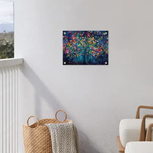 Kleurrijk - Boom - Magisch - Abstract tuinposter los doek klein -sfeer8