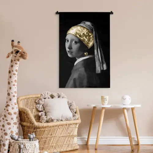 Meisje met de parel - Johannes Vermeer - Goud Wandkleed katoen klein -wsfeer5_kind