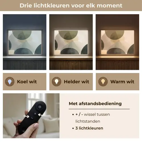Vlakken - Abstract - Beige - Cirkels Light Box met batterij (Wandlamp) middel -USP_lichtkleurNL
