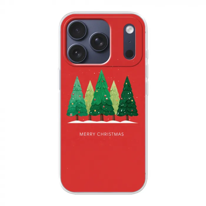 Minimalistisch - Kerstbomen - Rood - Sneeuw Telefoonhoesje iPhone 17 Pro klein -3d