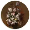 Kunst - Bloemen - Stilleven - Oude meesters - Vintage Wandcirkel kunststof plaat 5mm dik klein -3d