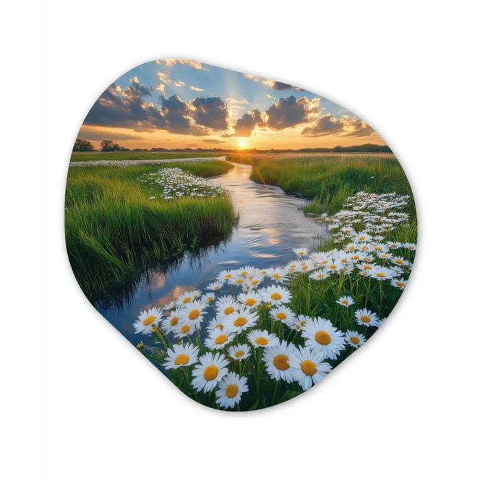 Beekje - Landschap - Margriet Wandcirkel Organisch Aluminium middel -3d