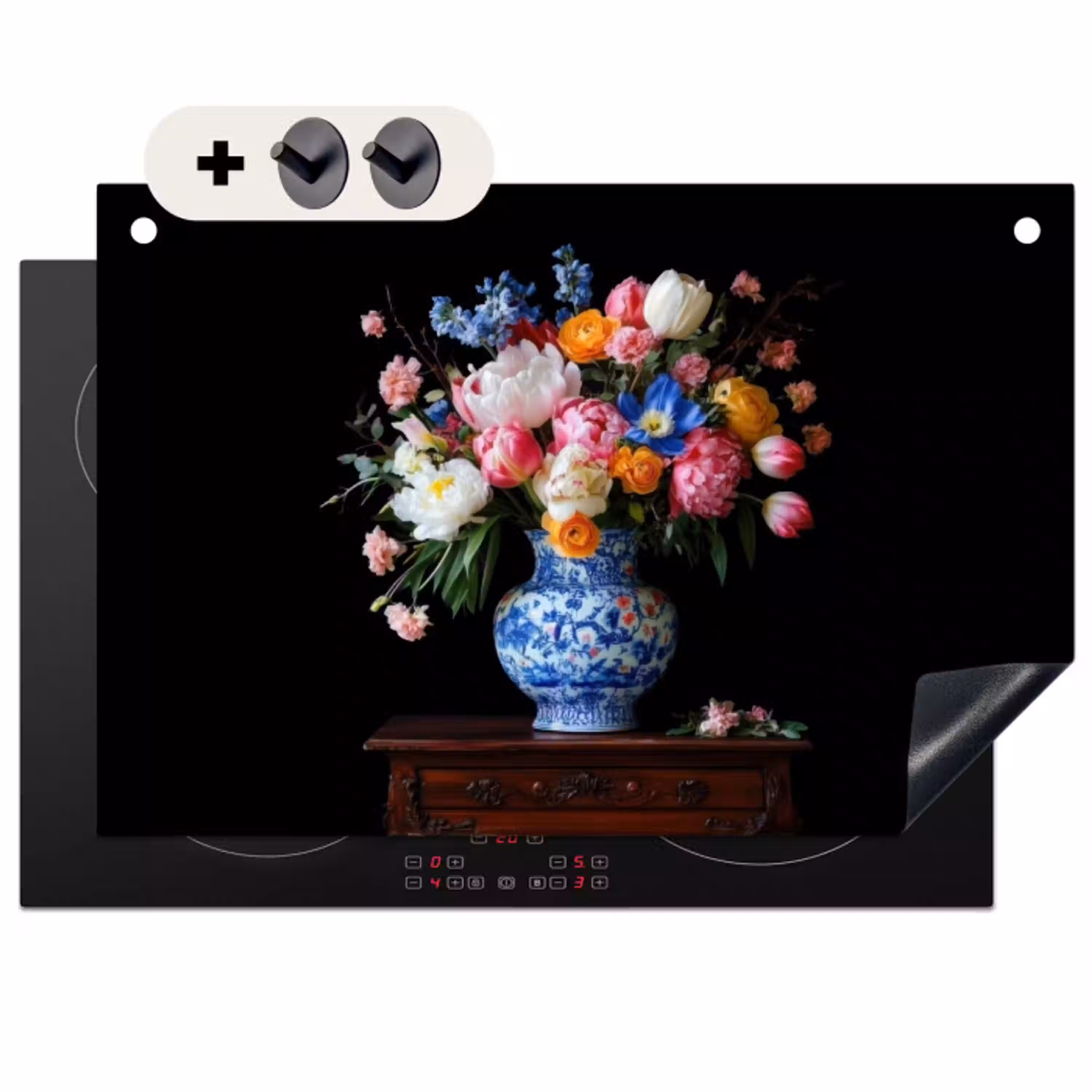 Rozen - Bloemen - Vaas - Boeket Inductie beschemer met haakjes klein -3d