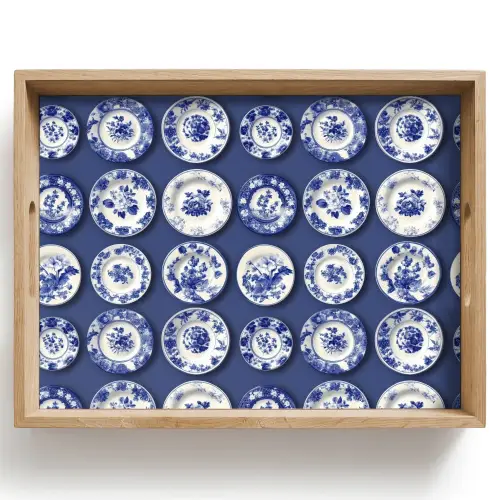 Borden - Floraal - Blauw Dienblad Rechthoek middel 911 -z3d_shopping