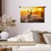 Hert - Dieren - Zonsondergang - Winter - Heide - Natuur Wandkleed katoen klein -sfeer1