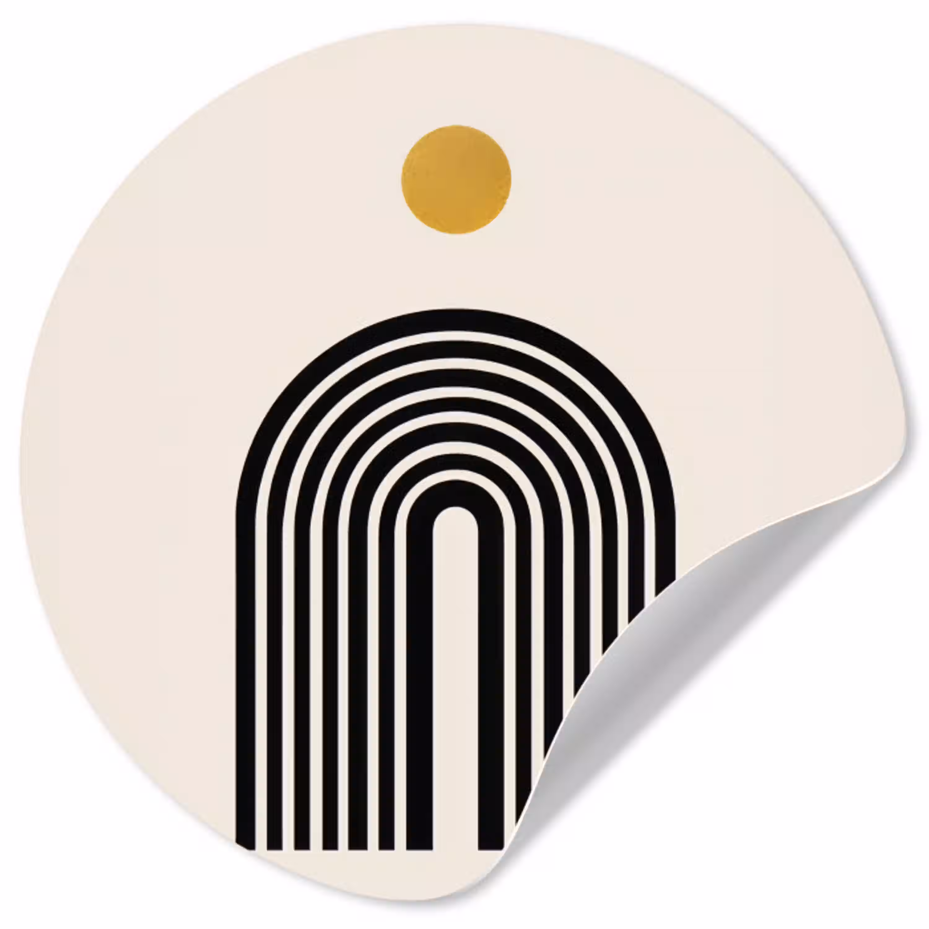 Minimalistisch - Zwarte boog - Gouden cirkel Wandcirkel behangsticker klein -3d