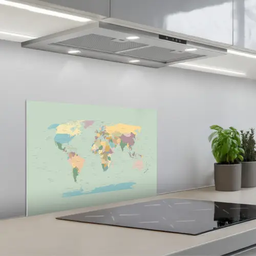 Wereldkaart - Realistisch - Kaart keuken achterwand spatscherm klein -3d_schuin