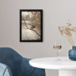 Winterkoninkje - Tak - Rivier - Natuur - Sfeervol fotolijst zwart zonder passe partout klein -sfeer4