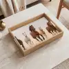 Kudde paarden - Stofwolk - Bruin - Zwart Dienblad Rechthoek middel -sfeer1