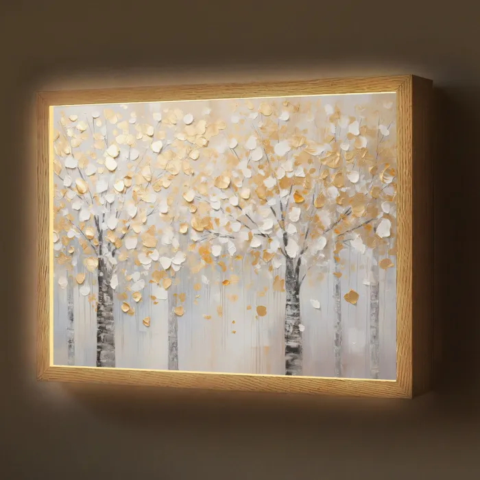 Bomen - Aquarel - Kunst - Natuur Light Box met batterij (Wandlamp) middel -z3d_website