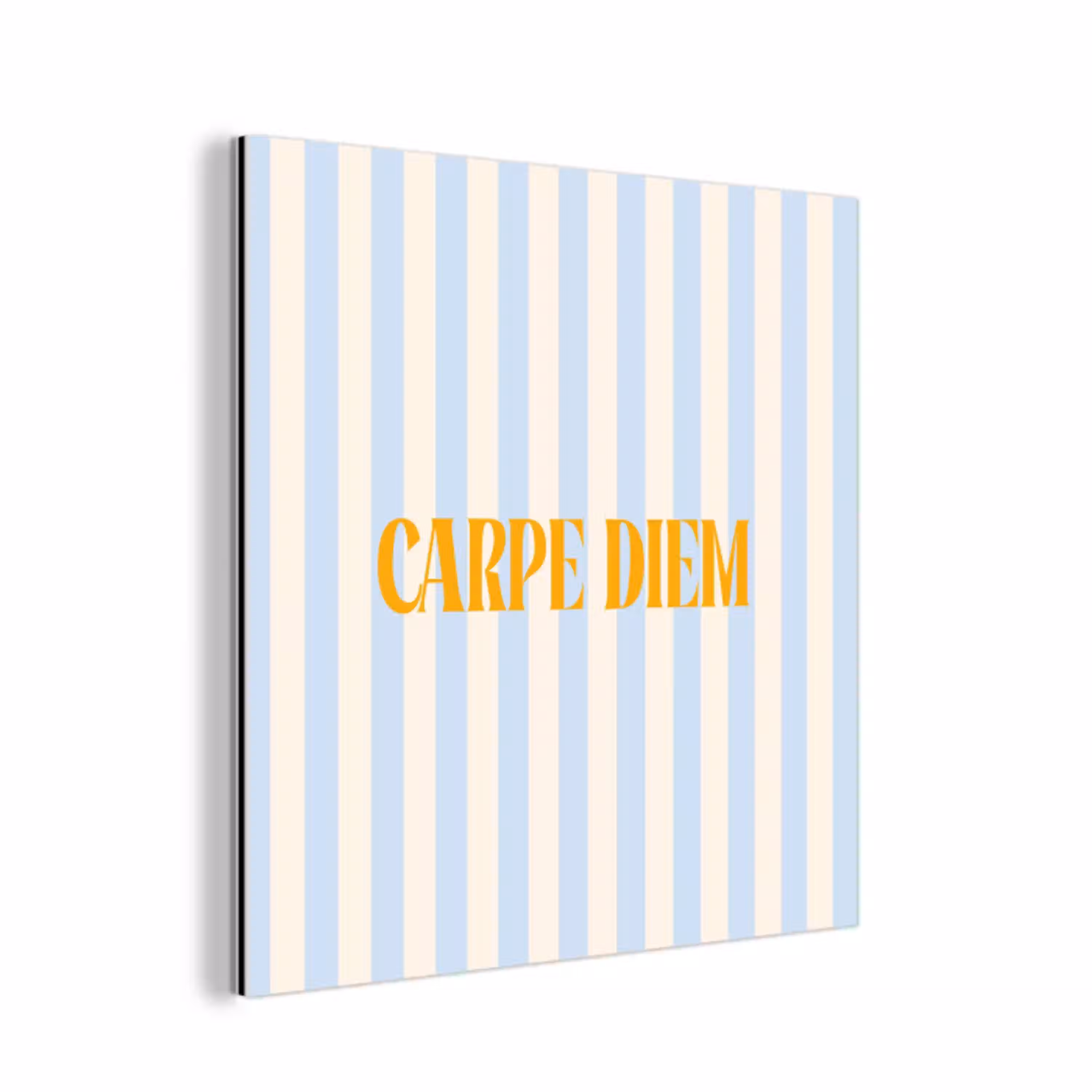Oranje - Blauw - Strepen - Carpe diem aluminium wit klein -3d